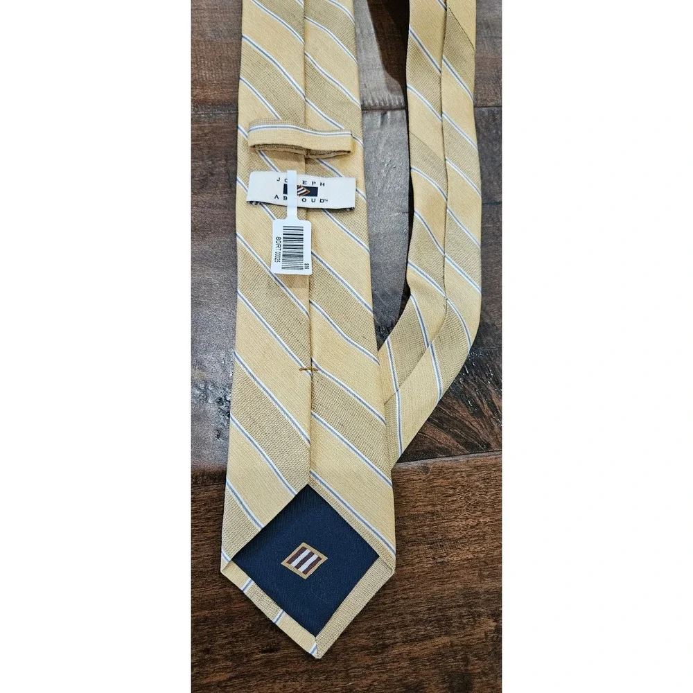 Joseph Abboud Silk Blend Striped Necktie Gold Blue White Business Formal Tie